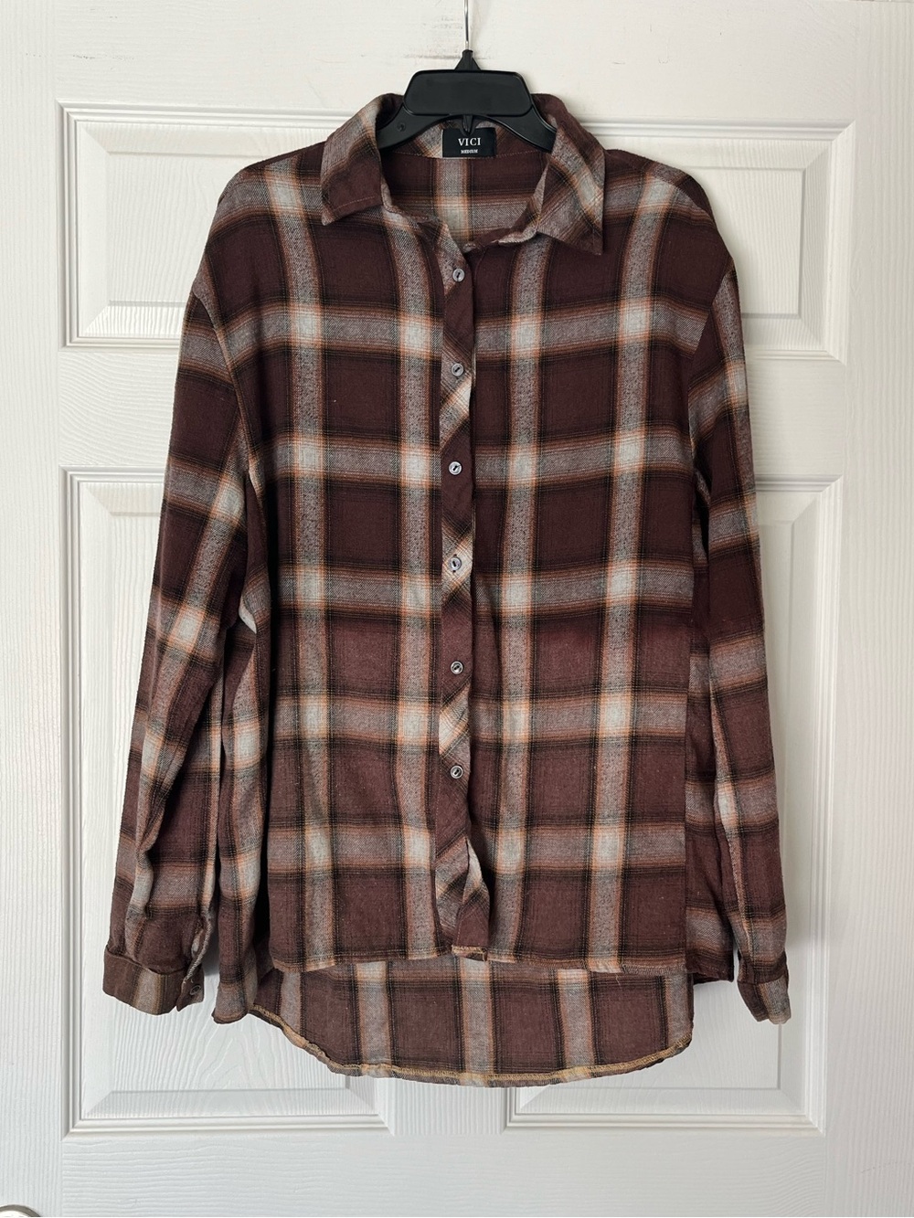 Vici Plaid Button Down Ombré Shirt